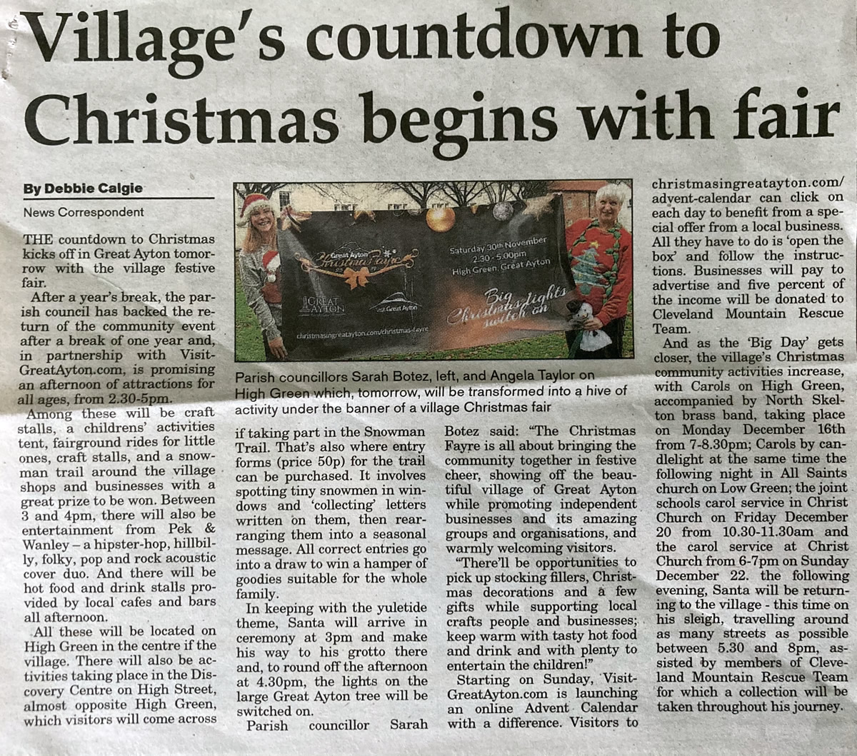 Visit Great Ayton on Village's countdown to Christmas begins with fair
